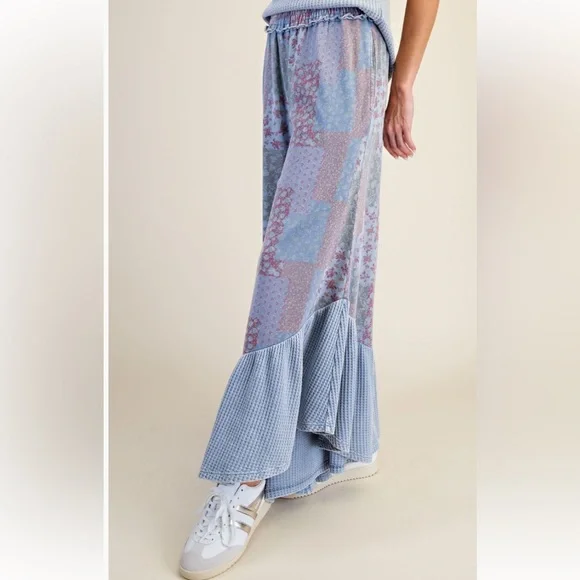🌻 small - 3X 223 EASEL PATCHWORK PRINT WASHED PANTS - Picture 3 of 5